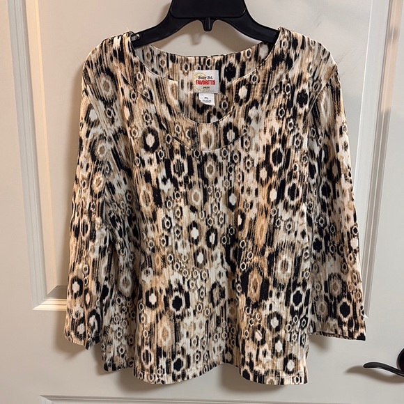 RUBY RD. FAVORITES Petite Women’s Printed 3/4 Length Blouse - Picture 1 of 7